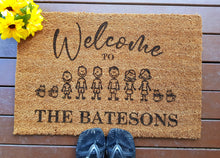 Personalised Doormat- Welcome with Customised Stick Figure Family
