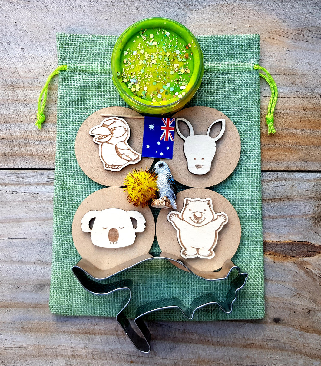 Australian Animal Playdough kit- Starter Kit. https://willowandbelle.com.au/collections/playdough-sensory-play/products/mini-playdough-kits-australian-animals